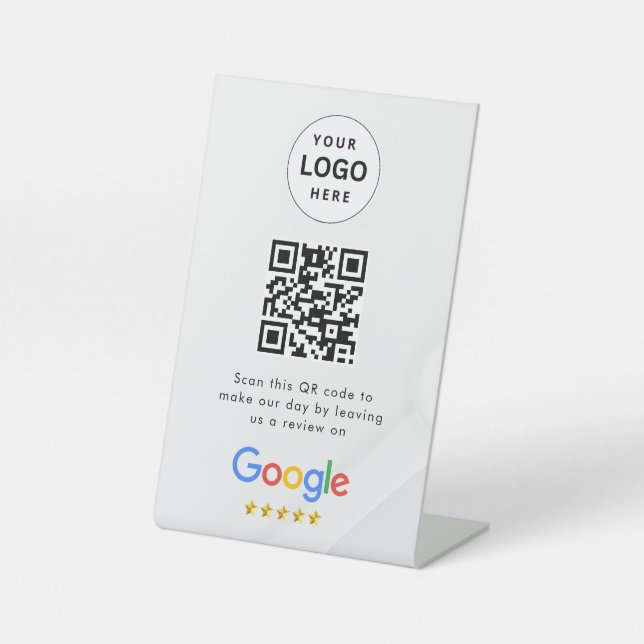 Google Bewertungen QR-Code-Tischschild Sockelschild (Vorderseite)