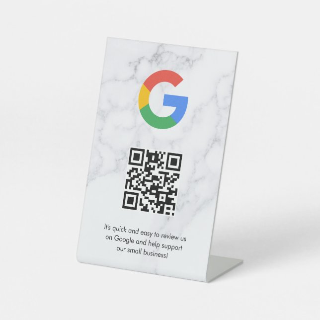 Google Bewertungen QR-Code-Tischschild Sockelschild (Vorderseite)