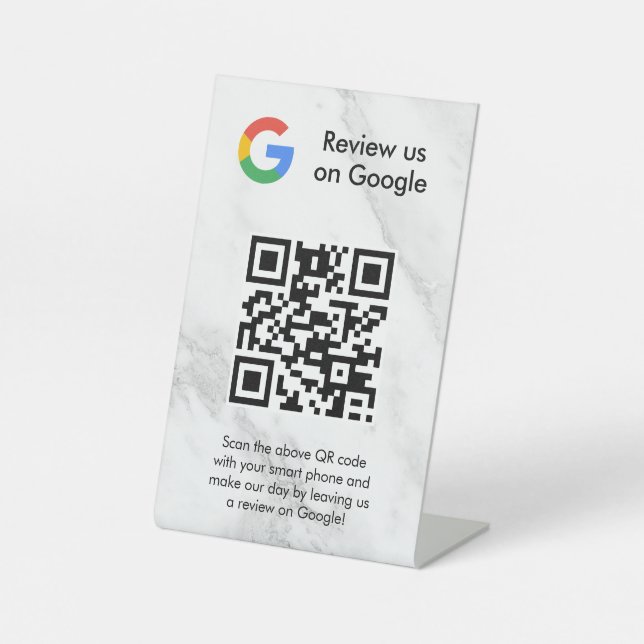 Google Bewertungen QR-Code-Tischschild Sockelschild (Vorderseite)