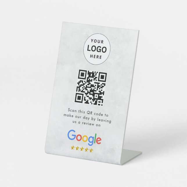 Google Bewertungen QR-Code-Tischschild Sockelschild (Vorderseite)