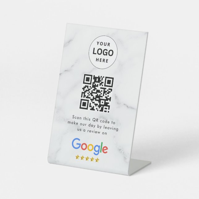 Google Bewertungen QR-Code-Tischschild Sockelschild (Vorderseite)