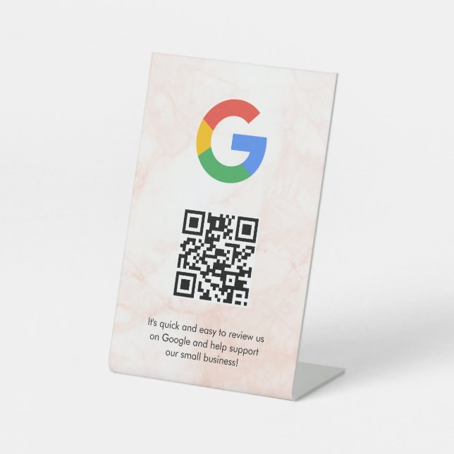 Google Bewertungen QR-Code-Tischschild Sockelschild (Vorderseite)