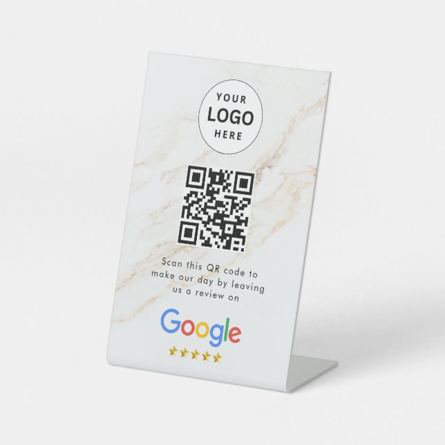 Google Bewertungen QR-Code-Tischschild Sockelschild (Vorderseite)