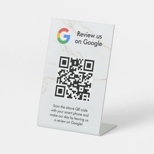 Google Bewertungen QR-Code-Tischschild Sockelschild (Vorderseite)