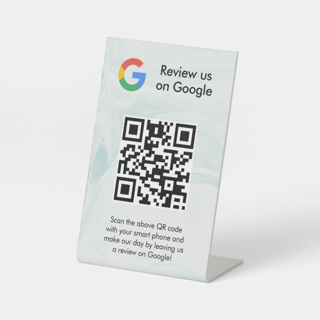 Google Bewertungen QR-Code-Tischschild Sockelschild (Vorderseite)