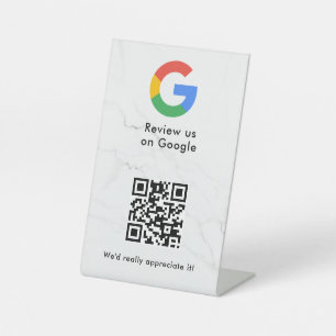 Google Bewertungen QR-Code Tischschild Sockelschild