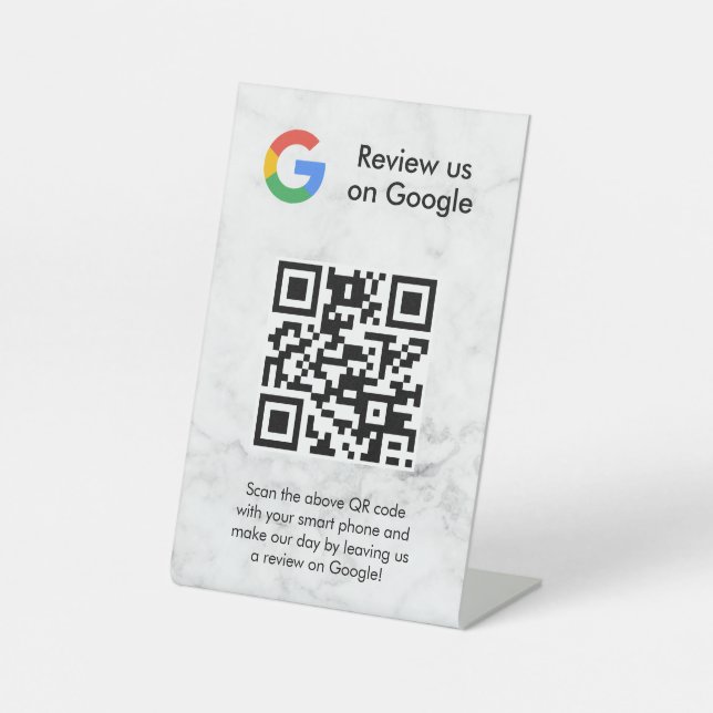 Google Bewertungen QR-Code-Tischschild Sockelschild (Vorderseite)