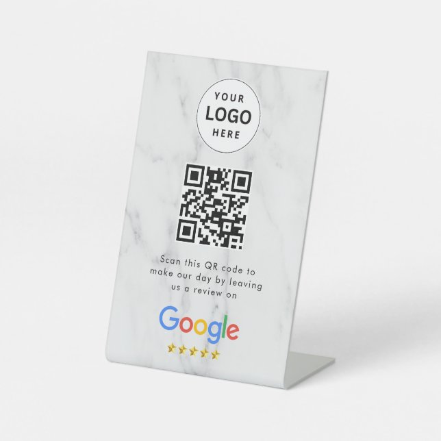 Google Bewertungen QR-Code-Tischschild Sockelschild (Vorderseite)