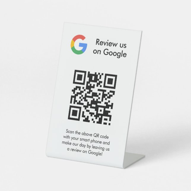 Google Bewertungen QR-Code-Tischschild Sockelschild (Vorderseite)