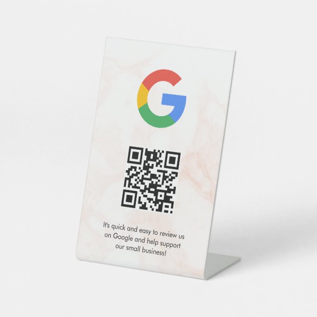Google Bewertungen QR-Code-Tischschild Sockelschild (Vorderseite)