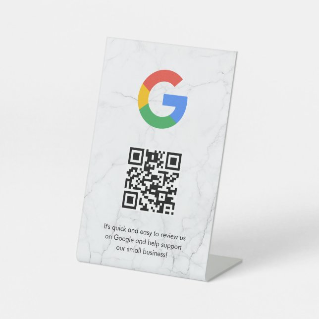 Google Bewertungen QR-Code-Tischschild Sockelschild (Vorderseite)