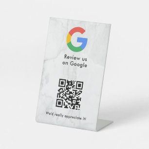 Google Bewertungen QR-Code Tischschild Sockelschild