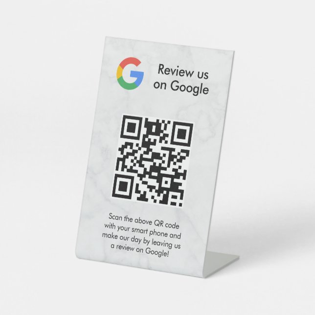 Google Bewertungen QR-Code-Tischschild Sockelschild (Vorderseite)