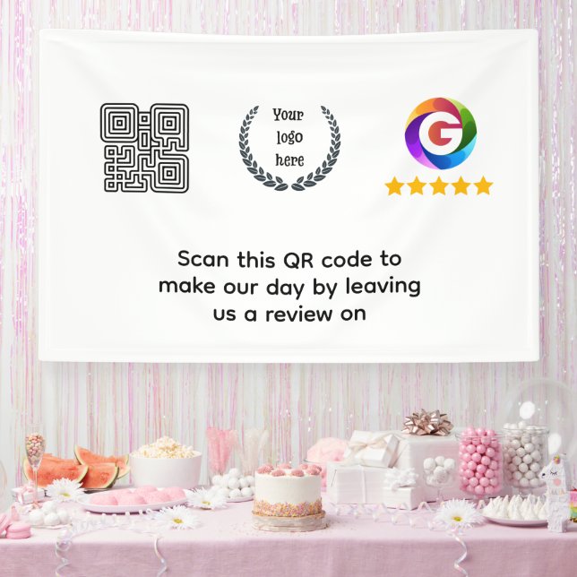 Google Bewertungen Tischschild | QR-Code Türschild Banner (Party)