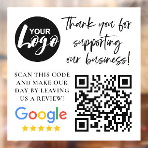 Google-Bewertungen Vielen Dank Logos QR-Code Fensteraufkleber