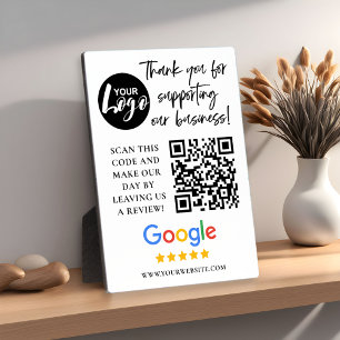 Google-Bewertungen Vielen Dank Logos QR-Code Fotoplatte