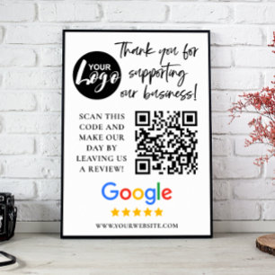 Google-Bewertungen Vielen Dank Logos QR-Code Poster