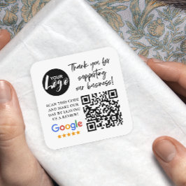 Google-Bewertungen Vielen Dank Logos QR-Code Quadratischer Aufkleber