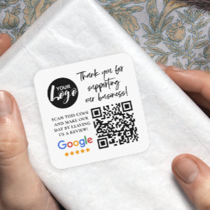 Google-Bewertungen Vielen Dank Logos QR-Code Quadratischer Aufkleber