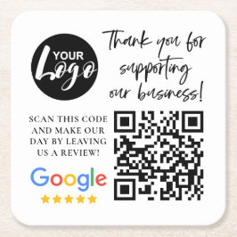 Google-Bewertungen Vielen Dank Logos QR-Code Rechteckiger Pappuntersetzer