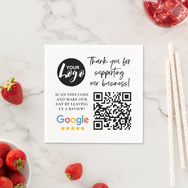 Google-Bewertungen Vielen Dank Logos QR-Code Serviette (Beispiel)
