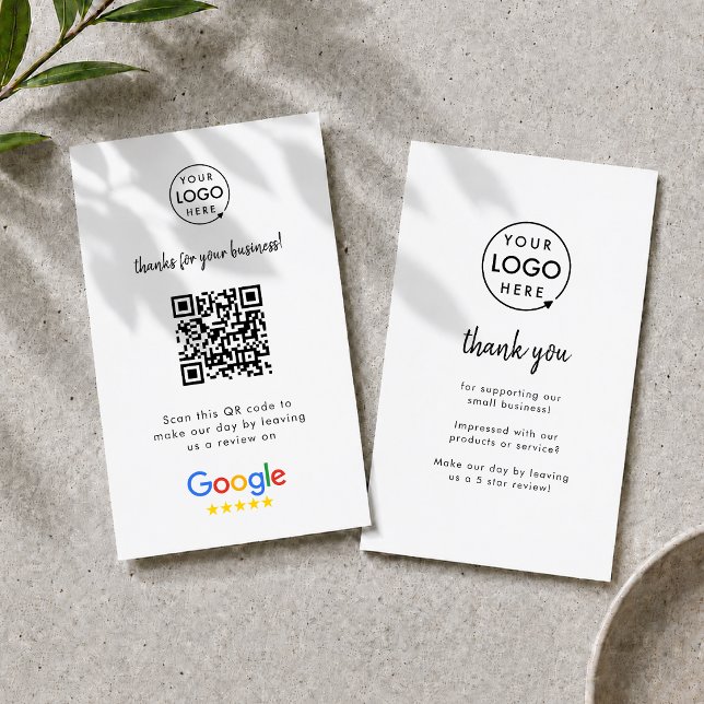 Google Bewertungen Visitenkarte | QR Code Bewertun (Google Review interactive QR code business cards branded with your company logo.)