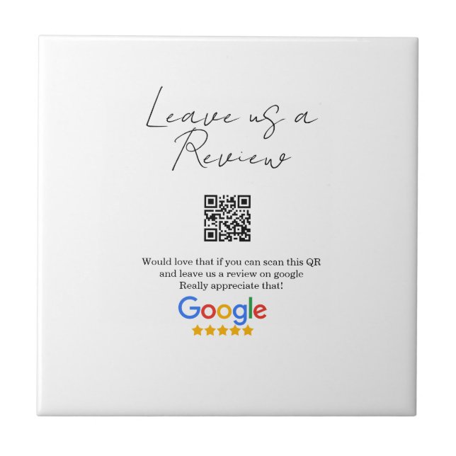 Google Bewertungs-Logo Geschäft Scan QR Bewertung Fliese (Vorderseite)
