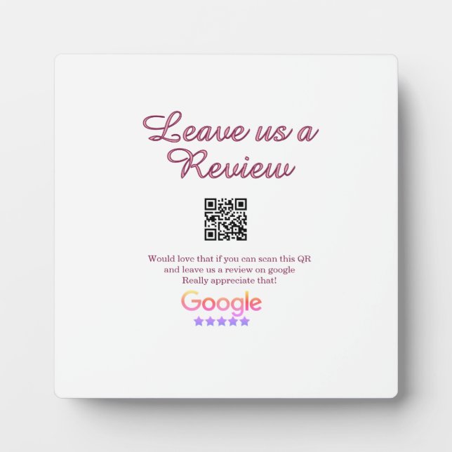 Google Bewertungs-Logo Geschäft Scan QR Bewertung Fotoplatte (Vorderseite)