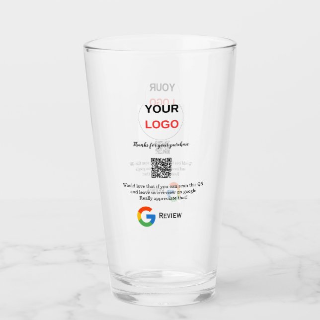 Google Bewertungs-Logo Geschäft Scan QR Bewertung Glas (Vorderseite)
