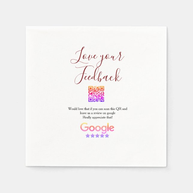 Google Bewertungs-Logo Geschäft Scan QR Bewertung Serviette (Vorderseite)