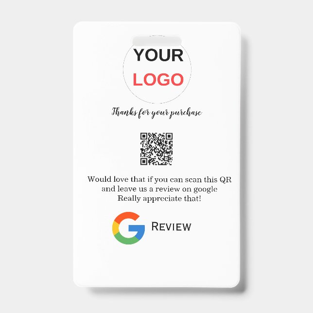 Google Bewertungs-Logo Scan QR Bewertung Ausweis (Vorderseite)