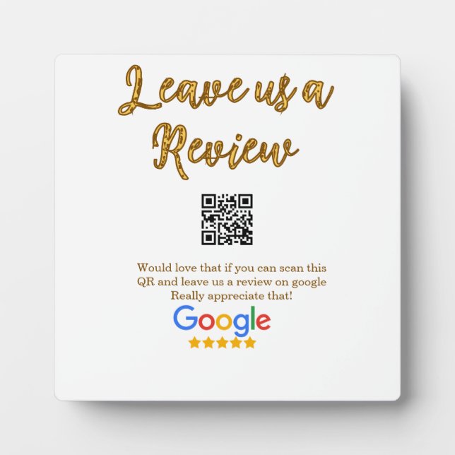 Google Bewertungs-Logo Scan QR Bewertung Fotoplatte (Vorderseite)