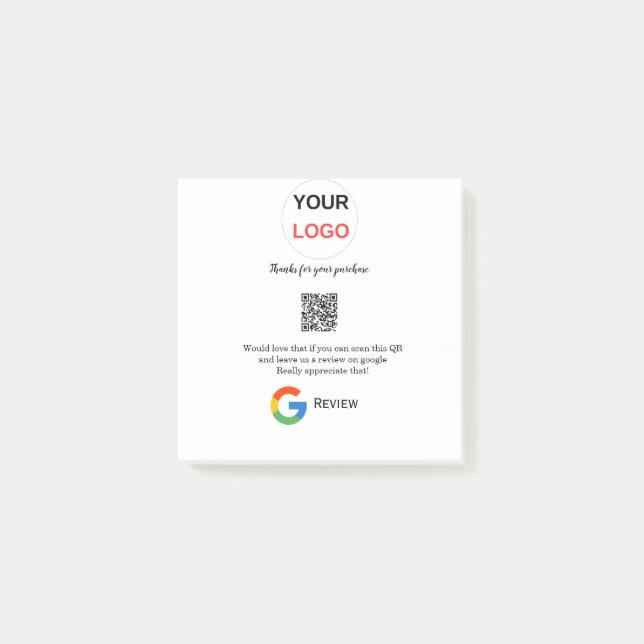 Google Bewertungs-Logo Scan QR Bewertung Post-it Klebezettel (Vorderseite)