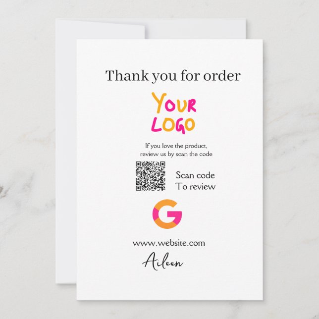 Google Bewertungs-Logo Website QR-Code scannen Einladung (Vorderseite)