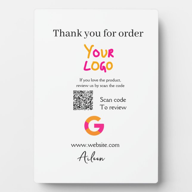Google Bewertungs-Logo Website QR-Code scannen Fotoplatte (Vorderseite)