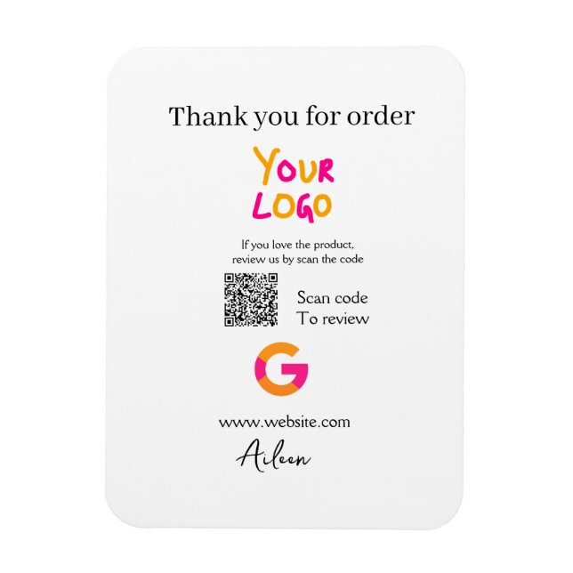 Google Bewertungs-Logo Website QR-Code scannen Magnet (Vertikal)