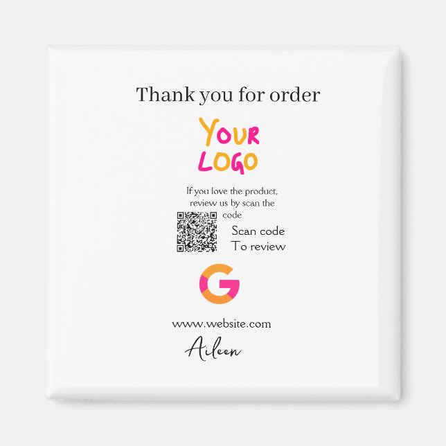 Google Bewertungs-Logo Website QR-Code scannen Magnet (Vorne)