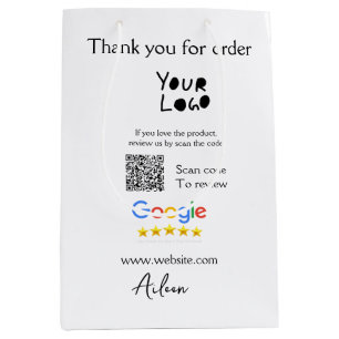 Google Bewertungs-Logo Website QR-Code scannen Mittlere Geschenktüte