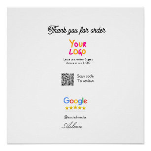 Google Bewertungs-Logo Website QR-Code scannen Poster