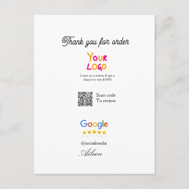 Google Bewertungs-Logo Website QR-Code scannen Postkarte (Vorderseite)