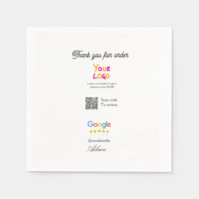 Google Bewertungs-Logo Website QR-Code scannen Serviette (Vorderseite)