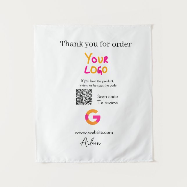 Google Bewertungs-Logo Website QR-Code scannen Wandteppich (Vorderseite)