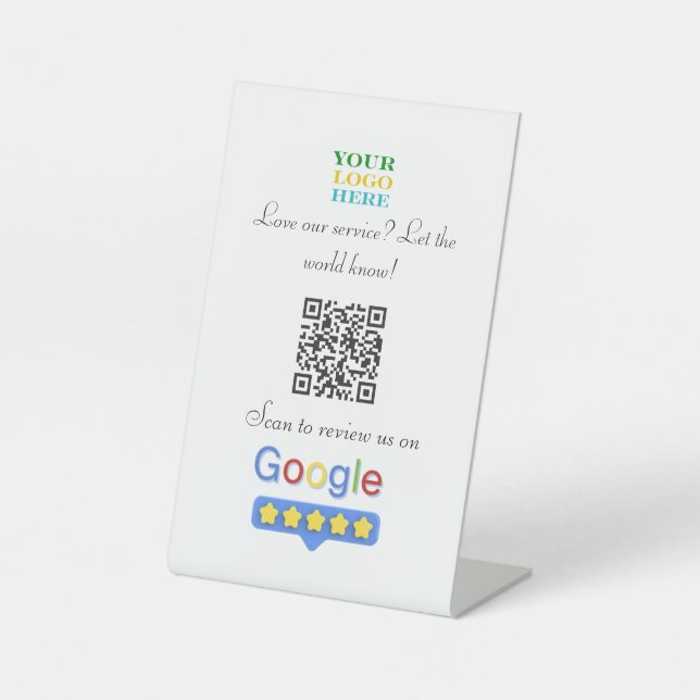 Google Bewertungs-QR-Code | Individuelles Unterneh Sockelschild (Vorderseite)