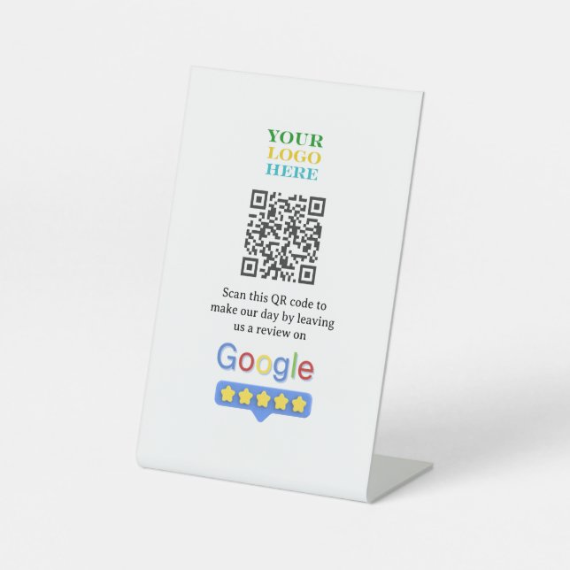 Google-Bewertungs-QR-Code-Schild | Benutzerdefinie Sockelschild (Vorderseite)