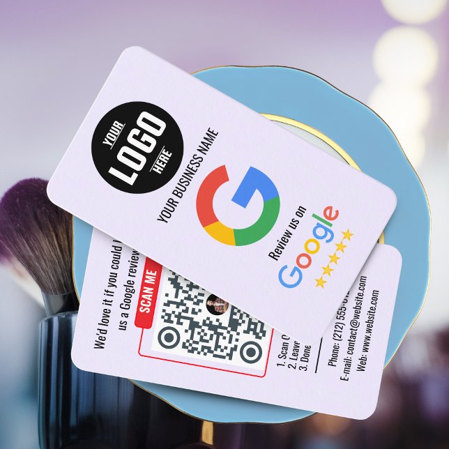 Google Bewertungs-QR-Code Visitenkartenvorlage Visitenkarte (Google Review QR Code Business Card - Black and Pink )