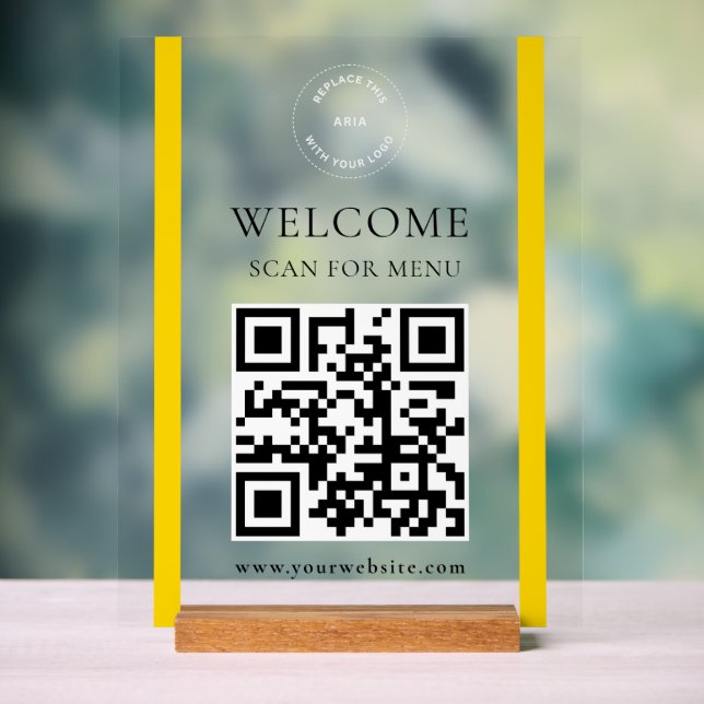 Google Bewertungsanfrage | QR-Code Firmenlogo Acrylschild (Neutral)