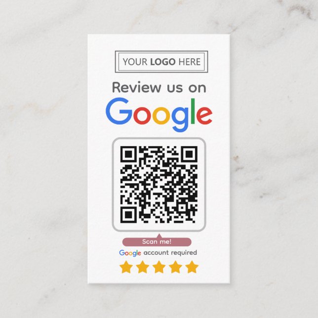 Google-Bewertungsanfragekarte mit Logo und QR-Code Visitenkarte (Vorderseite)