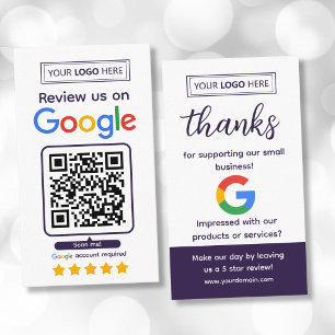 Google-Bewertungsanfragekarte mit Logo und QR-Code Visitenkarte