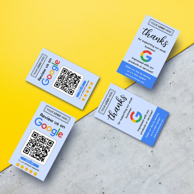Google Bewertungsanfragekarte mit Logo und QR-Code Visitenkarte (Google business review request cards with logo and qr code, get 5 star reviews for your business)