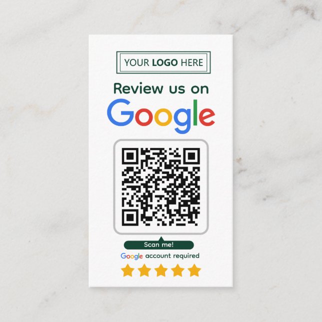 Google-Bewertungsanfragekarte mit Logo und QR-Code Visitenkarte (Vorderseite)